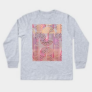 Waves pattern bright colorful interlaced Kids Long Sleeve T-Shirt